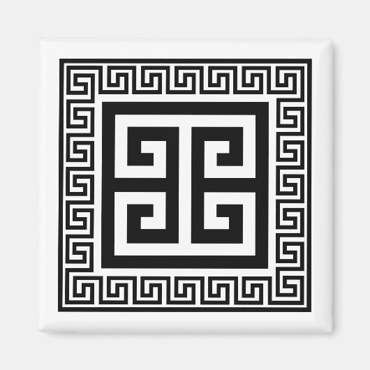 Griekse Key Pattern Zwart Design Magneet (Voorkant)