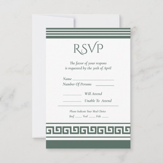 Griekse Key RSVP-kaart RSVP Kaartje (Voorkant)