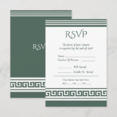 Griekse Key RSVP-kaart RSVP Kaartje (Voorkant / Achterkant)