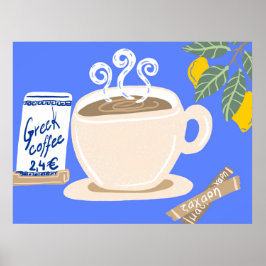 Griekse Koffie & Citroen Tak Mediterraan Poster