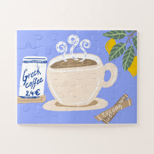 Griekse Koffie & Citroen Tak Mediterraanse Poster Legpuzzel