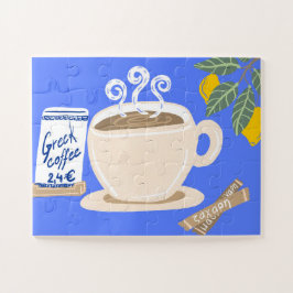 Griekse koffie & citroentak mediterraan poster legpuzzel
