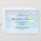 Griekse kolom & meeuwen bruiloft koppels douche kaart (Achterkant)