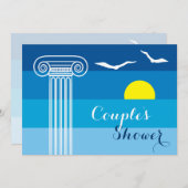 Griekse kolom & meeuwen bruiloft koppels douche kaart (Voorkant / Achterkant)