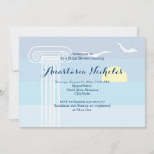 Griekse kolom & meeuwen bruiloft vrijgezellenfeest kaart (Achterkant)