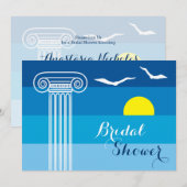 Griekse kolom & meeuwen bruiloft vrijgezellenfeest kaart (Voorkant / Achterkant)