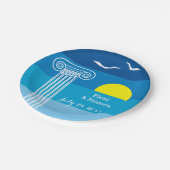 Griekse kolommen en zeegarenden Griekse strandbrui Papieren Bordje (Gekanteld)