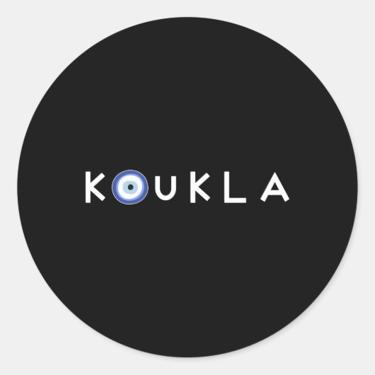 Griekse Koukla Evil Eye Griekse trots Griekenland Ronde Sticker (Voorkant)