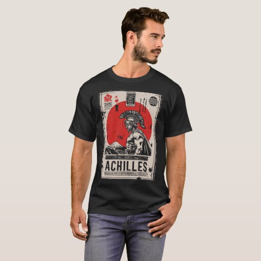 Griekse krijger met rode zon | Mythologie van Achi T-shirt (Voorkant volledig)