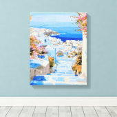 Griekse kust canvas afdruk (Insitu (Houten vloer))