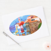 Griekse kust ovale sticker (Envelop)