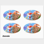 Griekse kust ovale sticker (Vel)