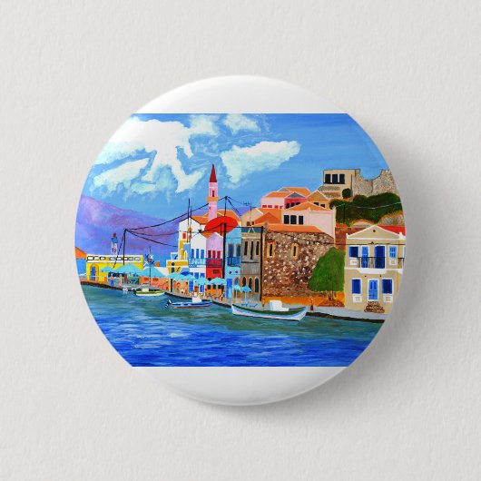 Griekse kust ronde button 5,7 cm (Voorkant)