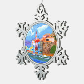Griekse kust tin sneeuwvlok ornament (Rechts)