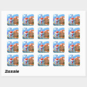 Griekse kust vierkante sticker (Vel)