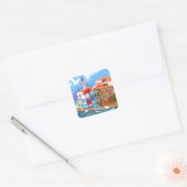 Griekse kust vierkante sticker (Envelop)