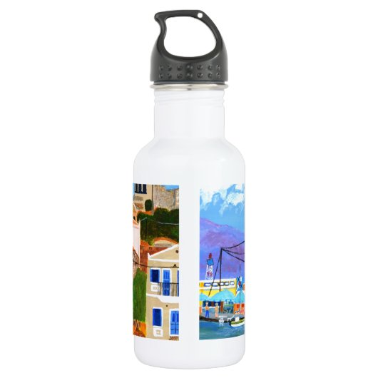 Griekse kust waterfles (Achterkant)