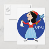 Griekse Lady Dancing Briefkaart (Voorkant / Achterkant)
