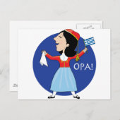 Griekse Lady Dancing Briefkaart (Voorkant / Achterkant)