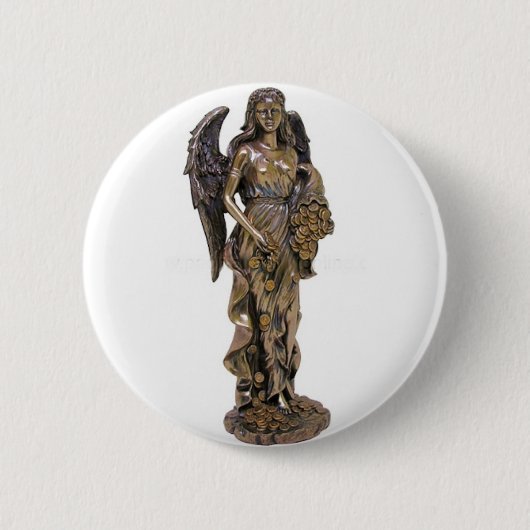 GRIEKSE LADY FORTUNA STATUE RONDE BUTTON 5,7 CM (Voorkant)