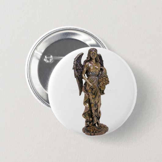 GRIEKSE LADY FORTUNA STATUE RONDE BUTTON 5,7 CM (Voorkant /achterkant)