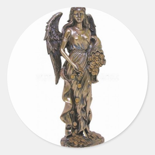 GRIEKSE LADY FORTUNA STATUE RONDE STICKER (Voorkant)