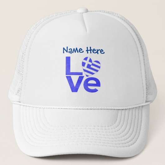 Griekse LIEFDE Blauw Persoonlijk Trucker Pet (Voorkant)