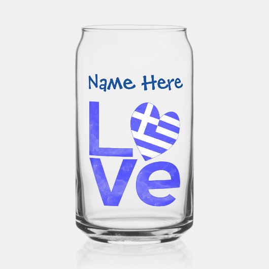 Griekse LIEFDE Blauwe Persoonlijke Blikvorm Glas (Voorkant)