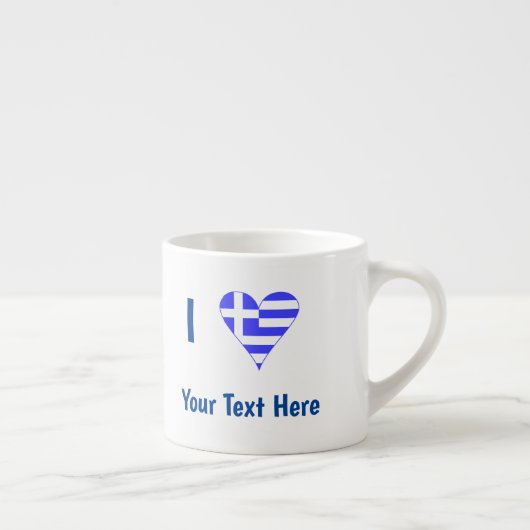 Griekse Liefde Hart Vlag Blauw Personalisatie Espresso Kop (Rechts)