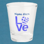 Griekse liefdesvlag in blauw, gepersonaliseerd shot glas
