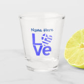 Griekse liefdesvlag in blauw, gepersonaliseerd shot glas (Voorkant)