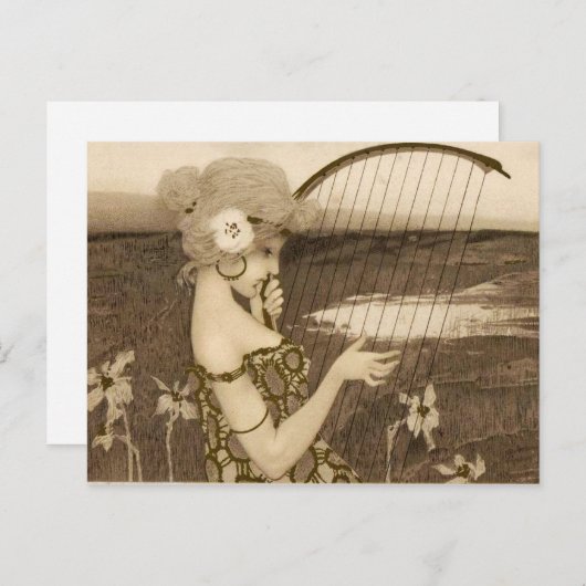 Griekse Maagd met Harp Briefkaart (Voorkant / Achterkant)