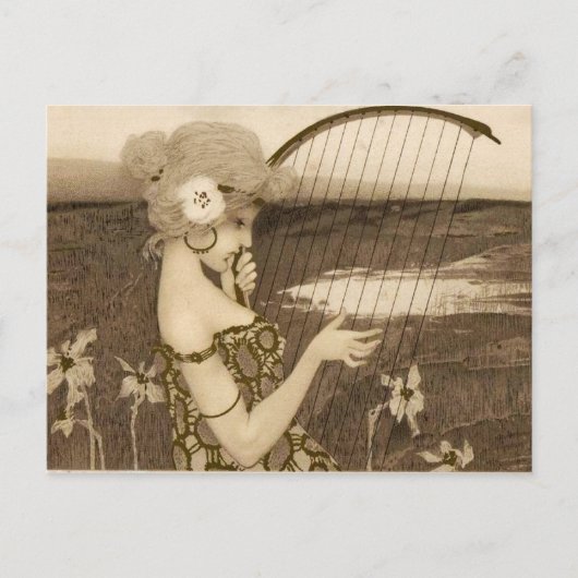 Griekse Maagd met Harp Briefkaart (Voorkant)