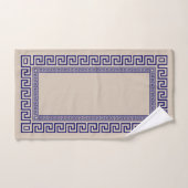 Griekse mander - Griekse sleutel - blauw en room Bad Handdoek (Handdoek)