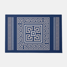Griekse mander - Griekse sleutel - blauw en room Deurmat