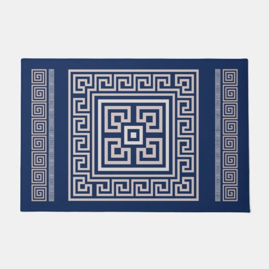 Griekse mander - Griekse sleutel - blauw en room Deurmat (Voorkant)