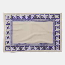 Griekse mander - Griekse sleutel - blauw en room