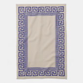 Griekse mander - Griekse sleutel - blauw en room Theedoek (Verticaal)