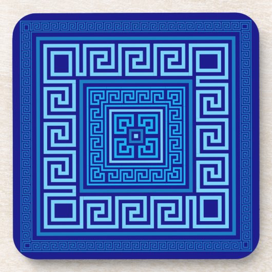 Griekse mander - Griekse sleutel - blauwe schaduwe Bier Onderzetter (Voorkant)