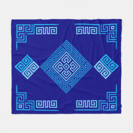 Griekse mander - Griekse sleutel - blauwe schaduwe Fleece Deken