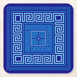 Griekse mander - Griekse sleutel - blauwe schaduwe Kartonnen Onderzetters
