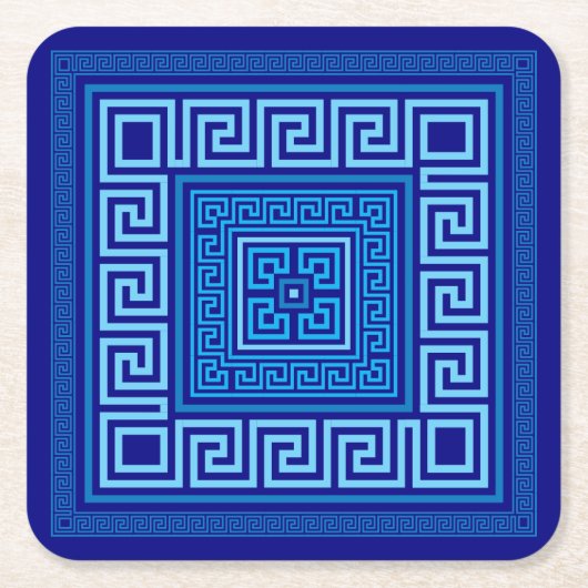 Griekse mander - Griekse sleutel - blauwe schaduwe Kartonnen Onderzetters (Voorkant)