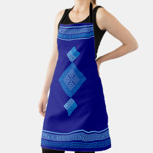 Griekse mander - Griekse sleutel - blauwe schaduwe Schort