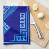 Griekse mander - Griekse sleutel - blauwe schaduwe Theedoek (Quarter Fold)