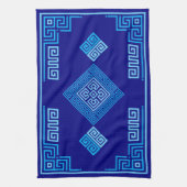 Griekse mander - Griekse sleutel - blauwe schaduwe Theedoek (Verticaal)