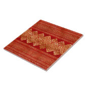 Griekse mander - Griekse sleutel - Goud op rood #1 Tegeltje (Zijkant)