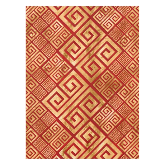 Griekse mander - Griekse sleutel - Goud op rood #2 Tafelkleed (Voorkant)