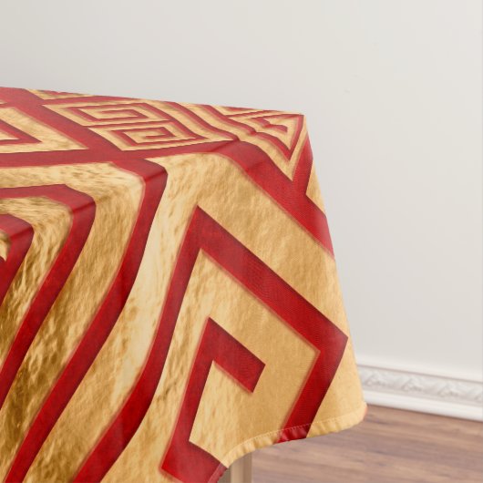 Griekse mander - Griekse sleutel - Goud op rood #2 Tafelkleed (Voorbeeld)