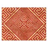 Griekse mander - Griekse sleutel - Goud op rood #6 Tafelkleed (Voorkant (Horizontaal))