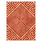 Griekse mander - Griekse sleutel - Goud op rood #6 Tafelkleed (Voorkant)